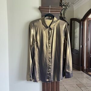 Elie Tahari Macklyn Metallic Blouse